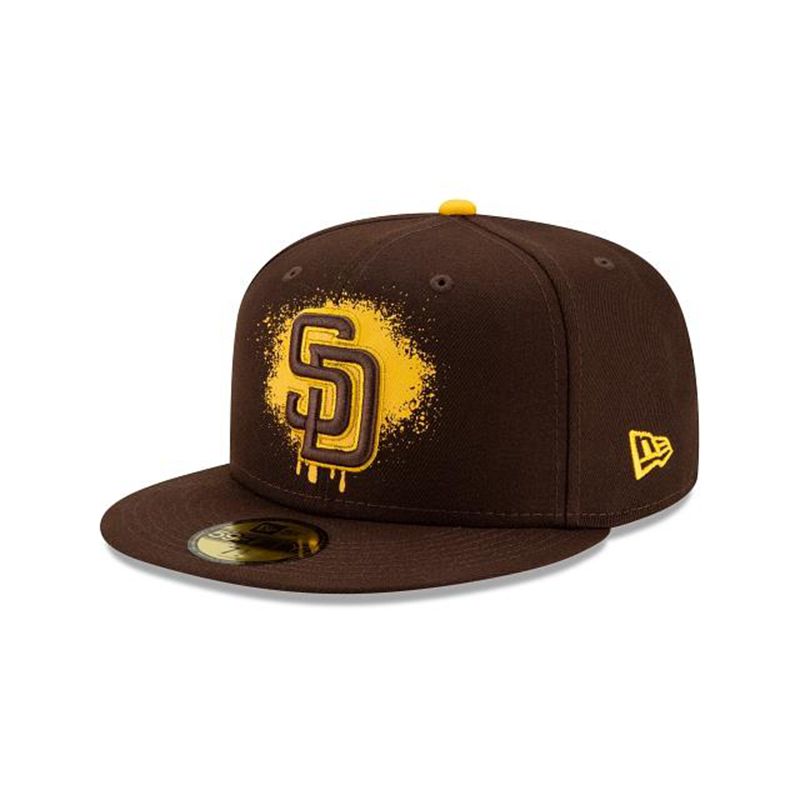 MLB San Diego Padres Drip Front 59Fifty Fitted (BJA3479) - Brown New Era Caps